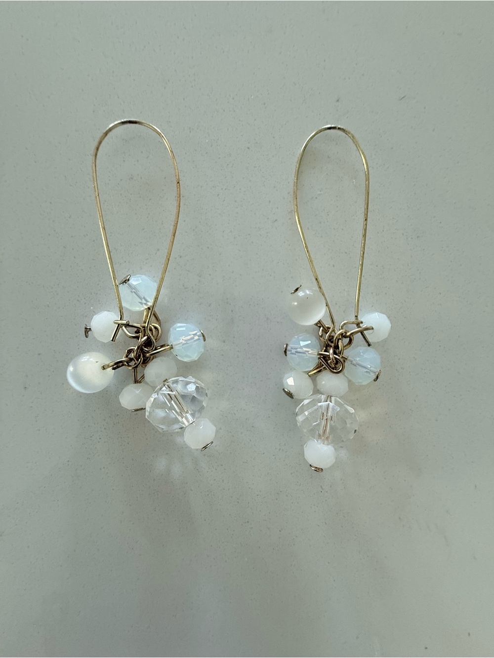 Delicate White Bead Cluster Drop Earrings